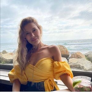 Off Shoulder Puff Sleeve Cross Wrap Tie Front Crop Top